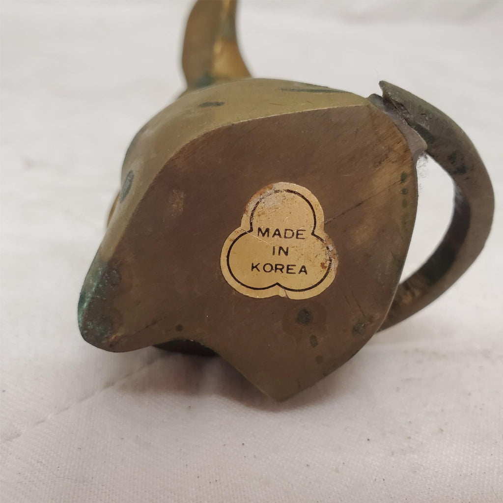 Vintage brass Big Ears Made in korea mouse Figurine Paperweight