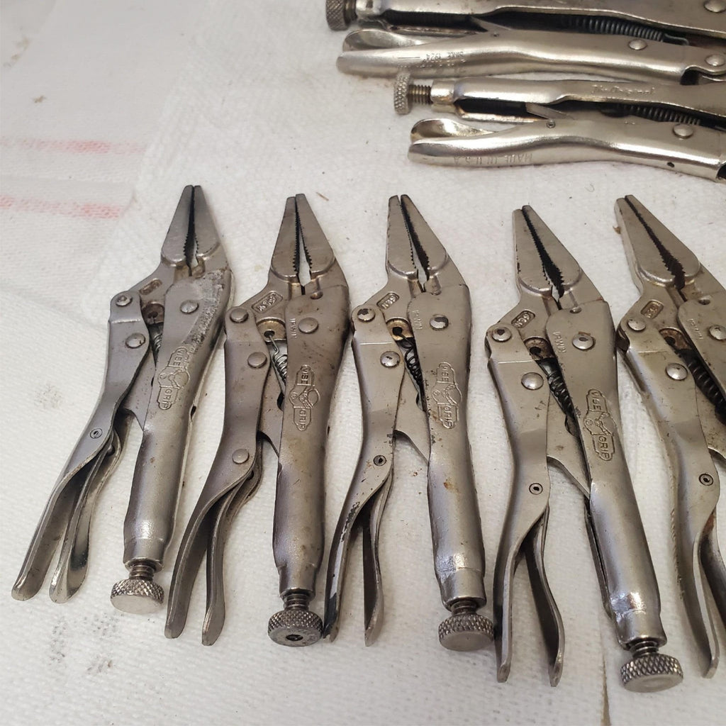  Lot of 11 Vise Grips Long Nose Adjustable Jaw Locking Clamp Set LOT-988