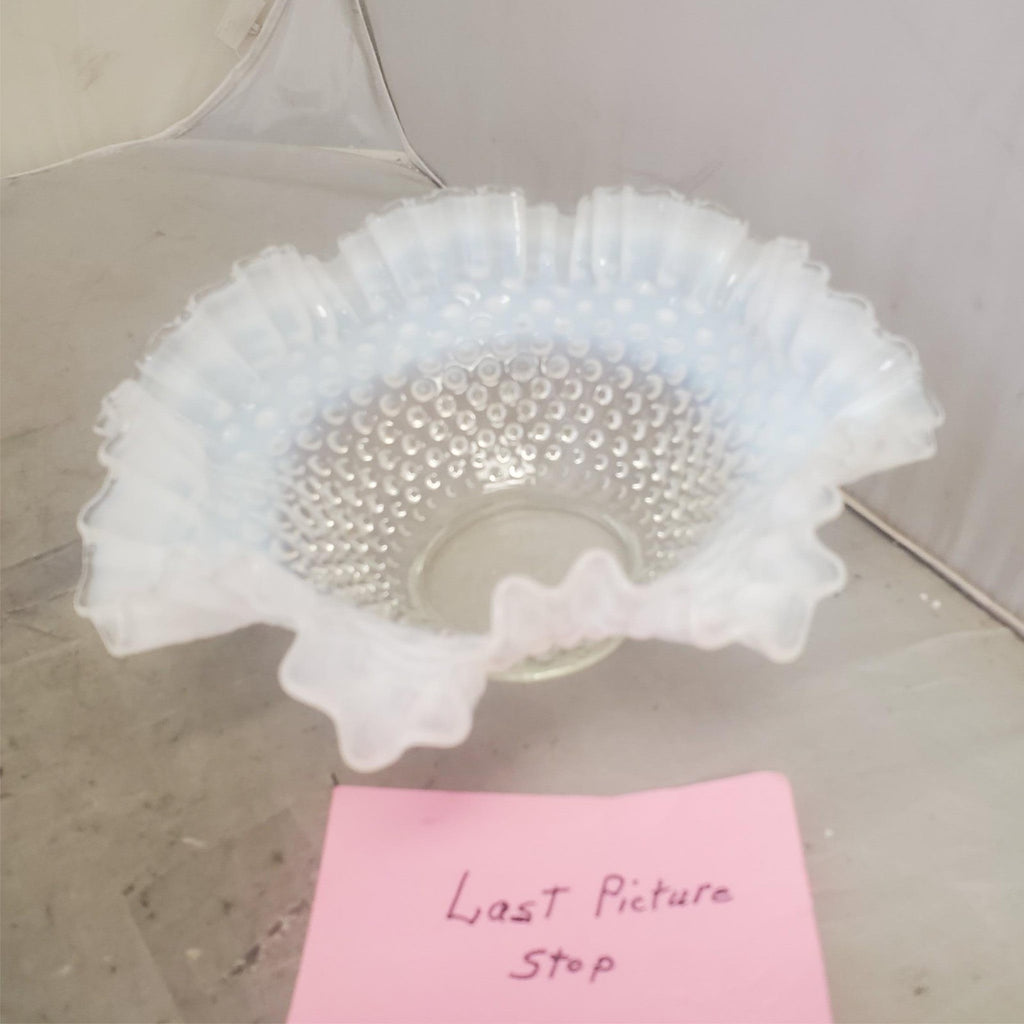 Fenton Hobnail 10" French Opalescent Crimped Bowl