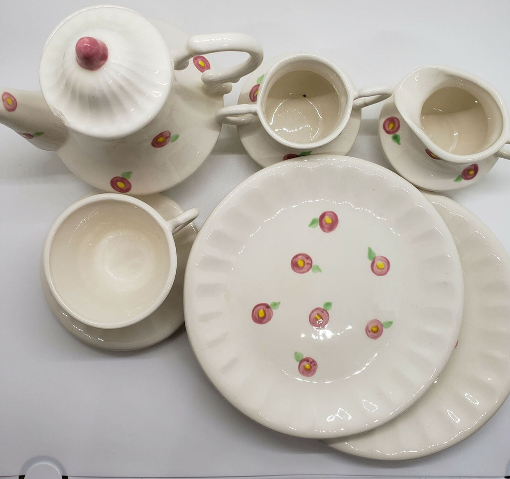 Vintage Modern TeaPot Cup Sugar-Cup Saucer Beautiful White Ceramic Tea Set