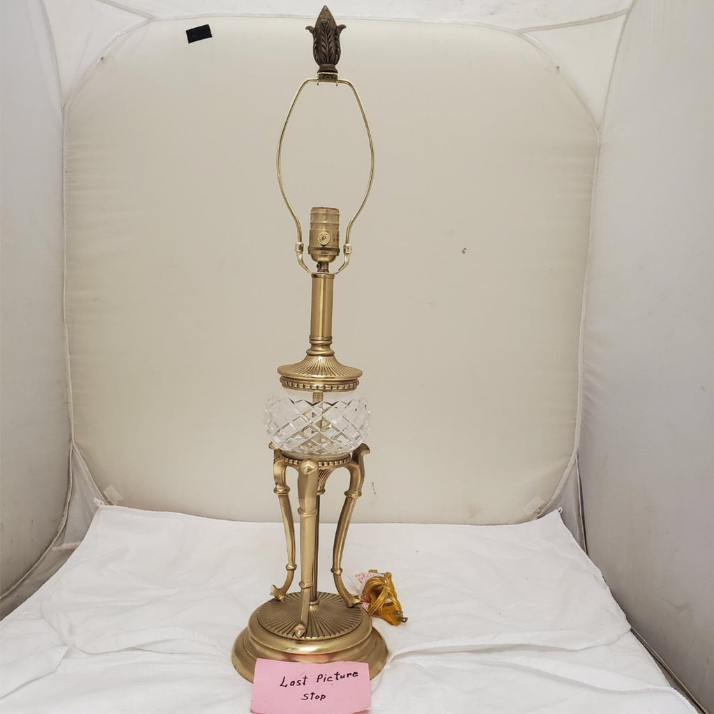 One Vintage Bombay Company Crystal and Brass Table Lamp