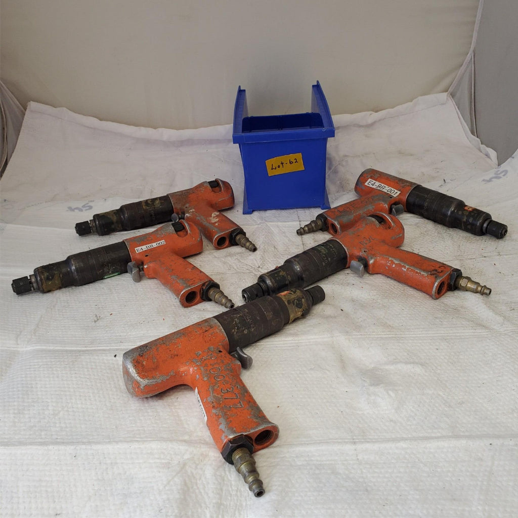 Lot of 5 Cleco E4BR-001/002/AF1BR-04 Series Pistol Grip Pneumatic Nut Runner #62