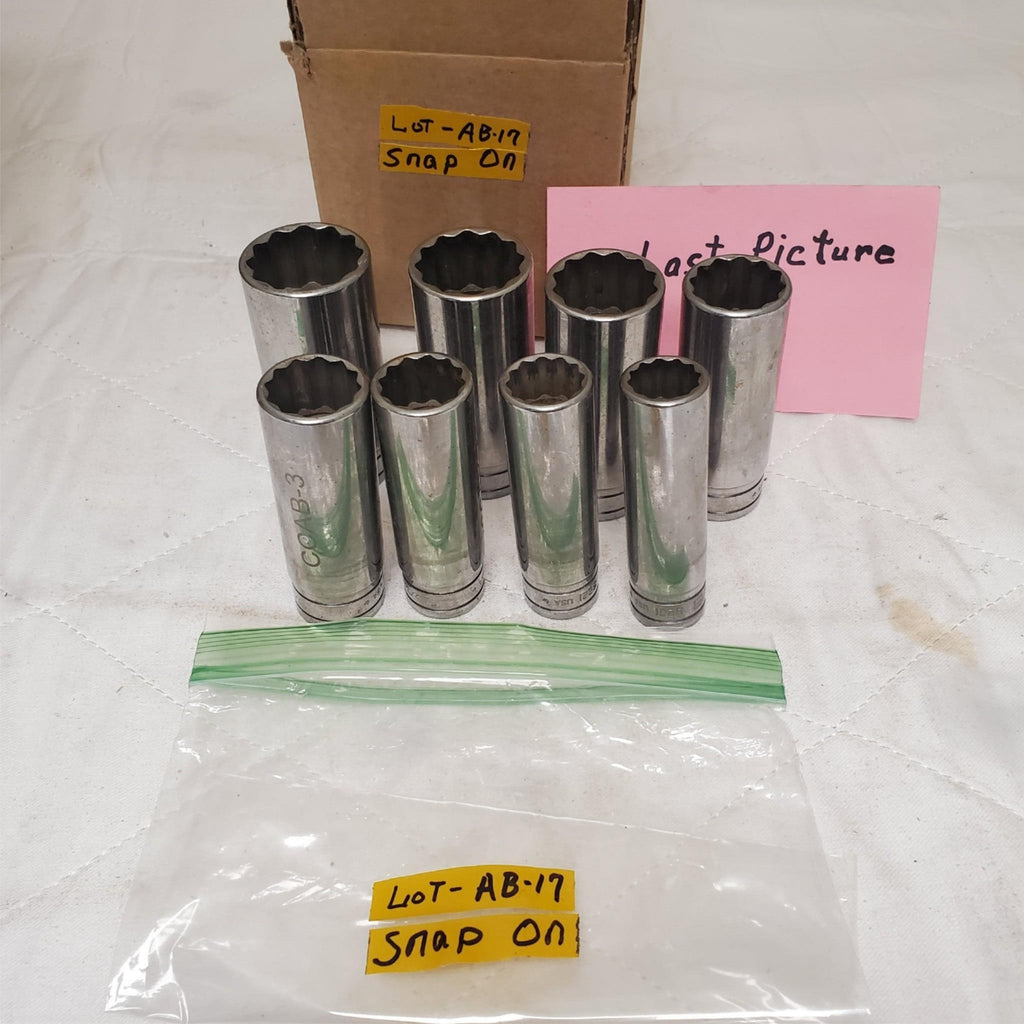 Lot of 8 Snap-on Deep  Chrome Socket Set CCAB3 LOT-AB-17