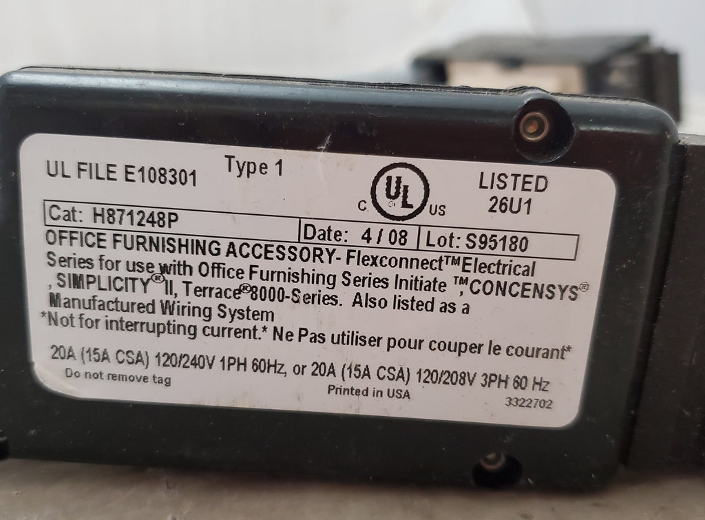 UL File Double Block Raceway Office Receptacles Circuit