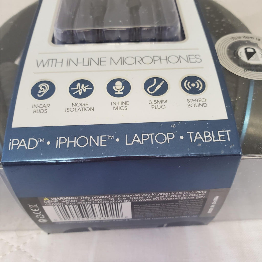Sentry Blue Two Pack Headphone + Earbuds w/In-Line Microphones Stereo