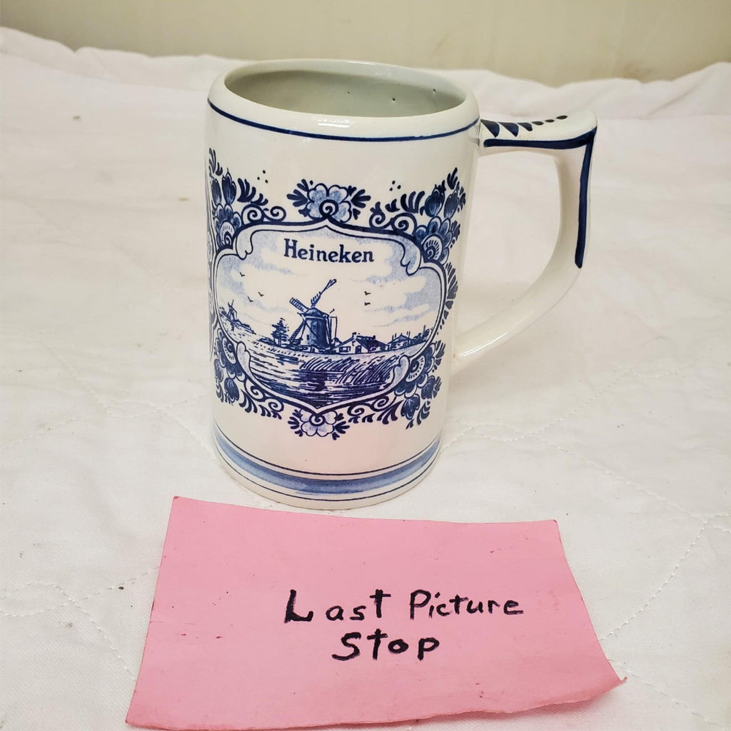 Heineken Delft Blue Holland Hand Painted Ceramic Beer Mug Stein