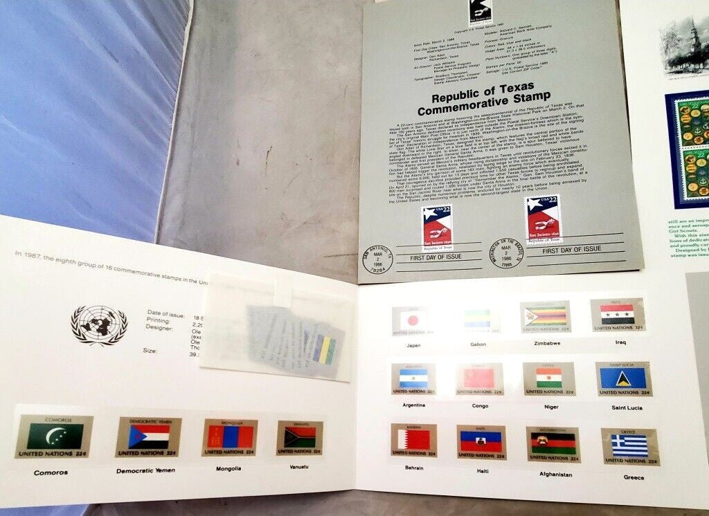 Lot Republic of Texas Commemorative Stamps GIRL SCOUTS, H Stamp Uncle Sam's Hat