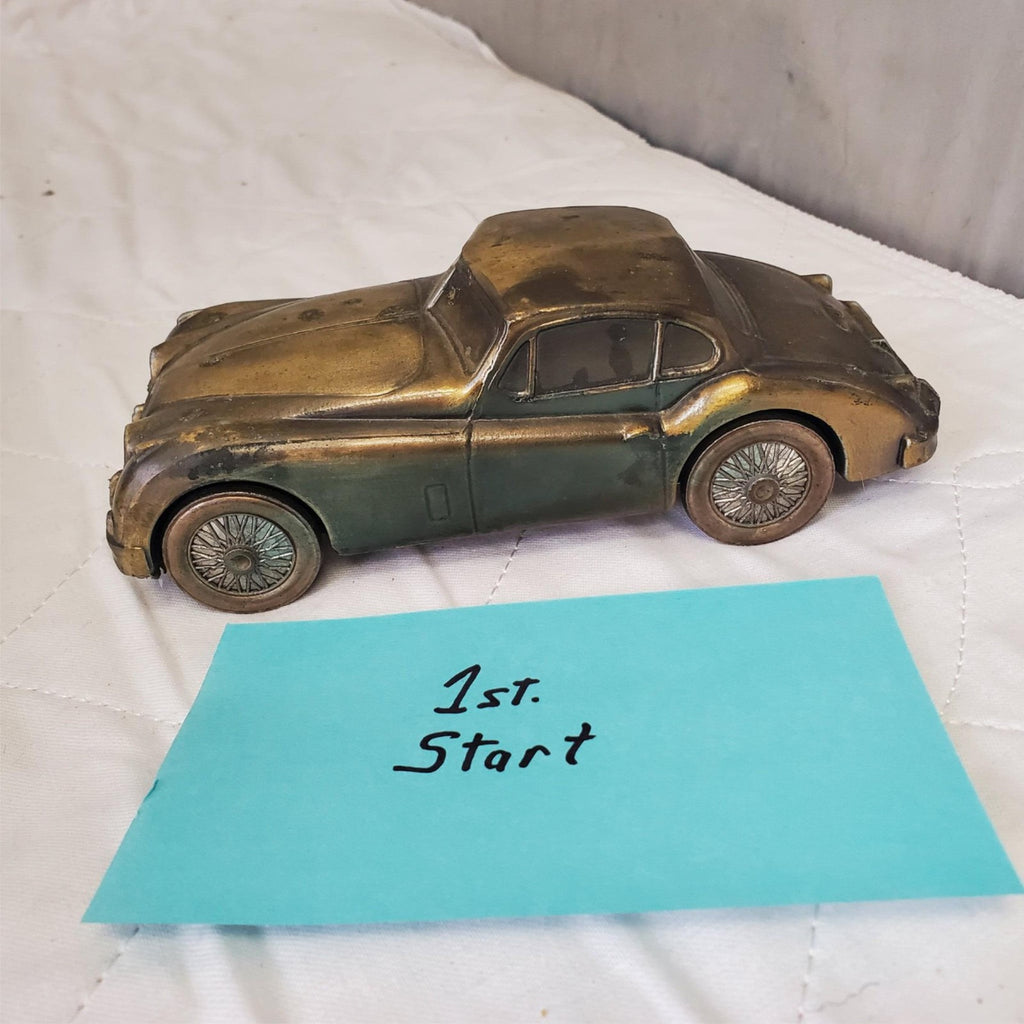 Vintage 1955 Banthrico Inc. Jaguar Cast Metal Car Coin Bank