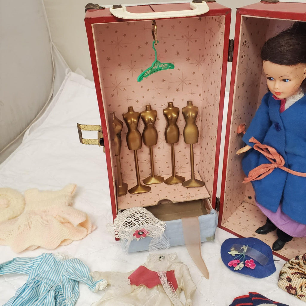 Red Metal Mary Poppins Horseman Doll Trunk with Huge Wardrobe