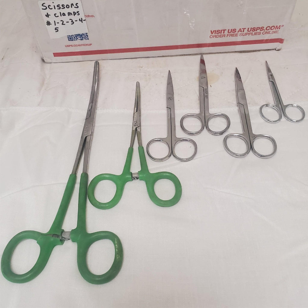 Lot of 6 Assorted Medical Surgical Scissor Clamps #6