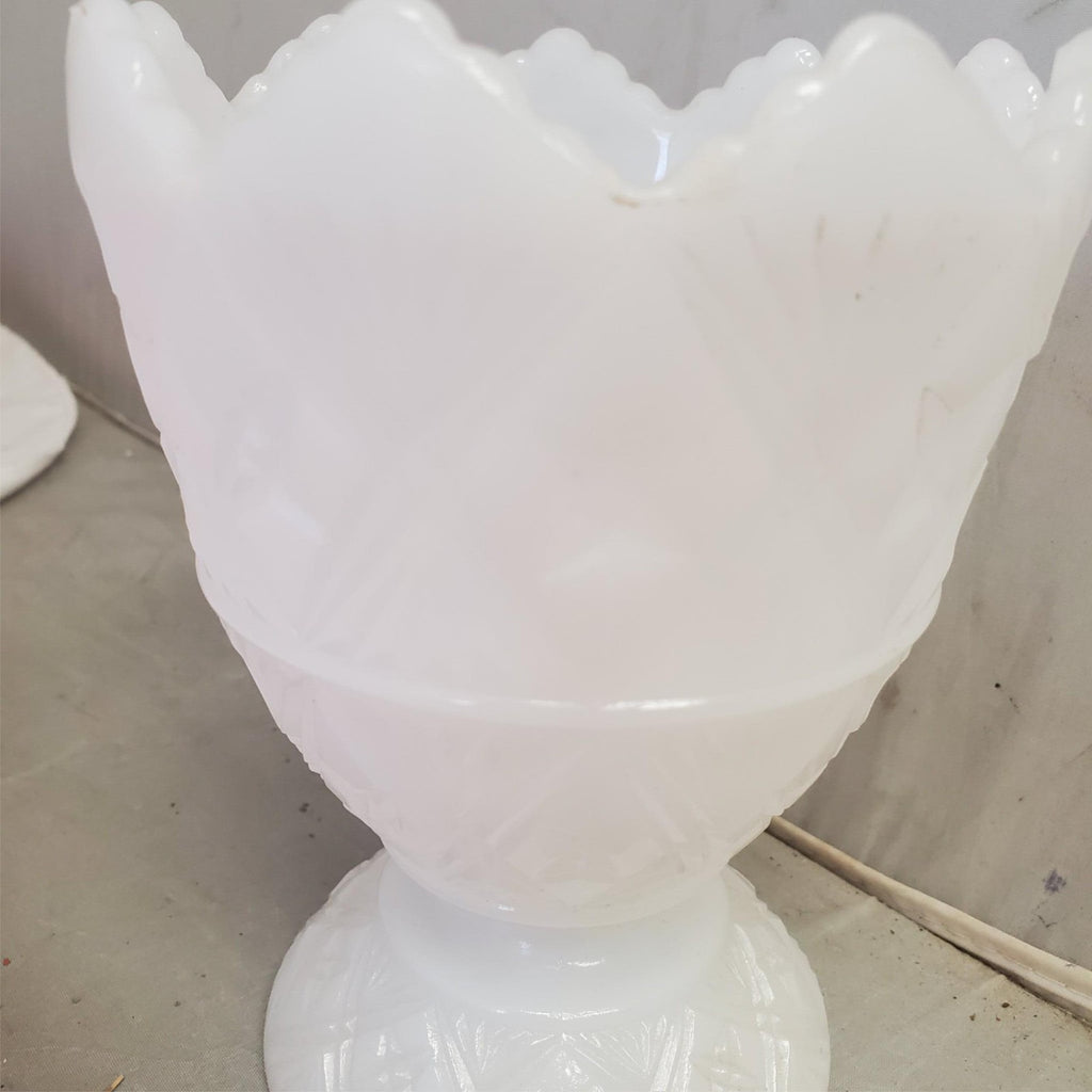 Vintage Fenton White Glass Hobnail Perfume Bottles with Sealing Caps