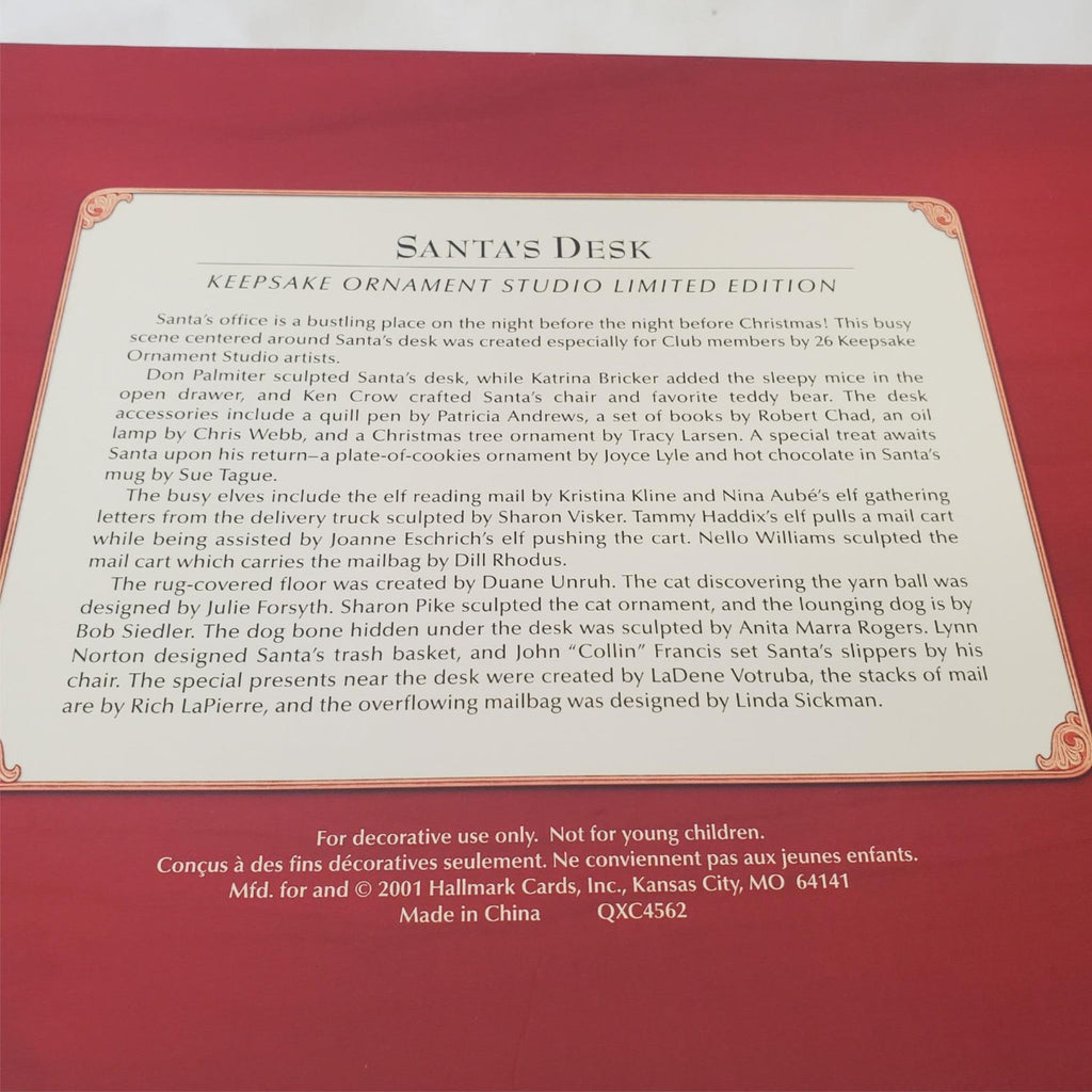 Hallmark Keepsake Ornaments Santa's Desk 2001 Studio Edition #1