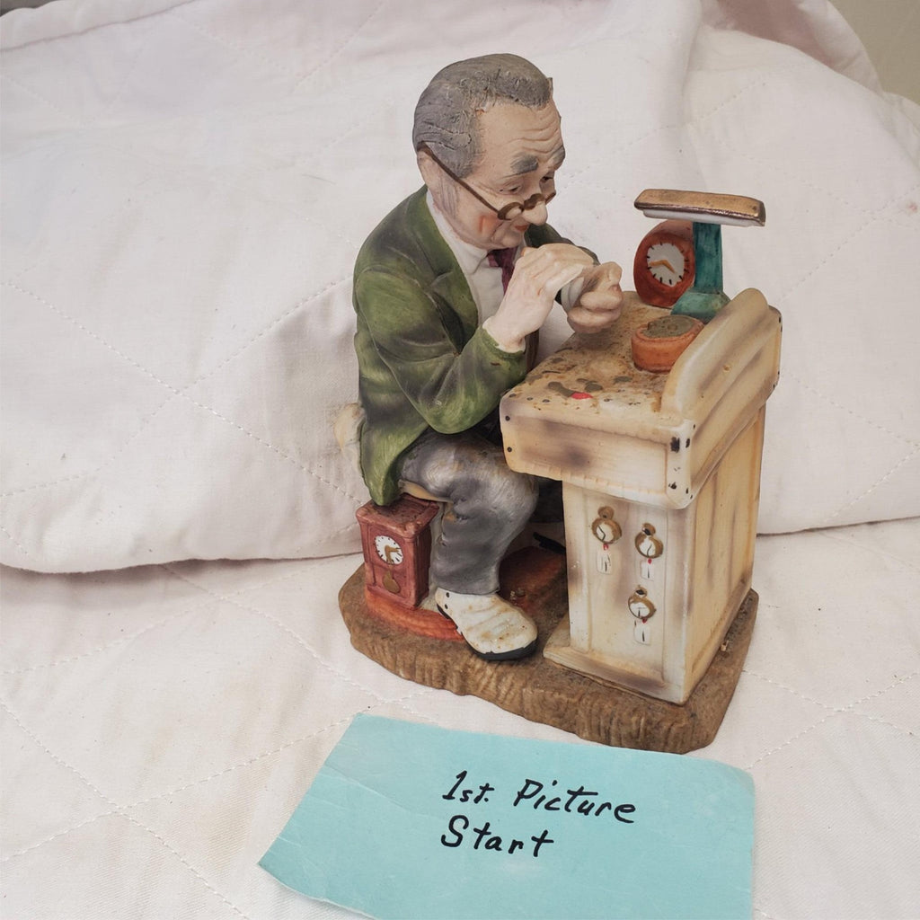 LEFTON 6647 Porcelain Bisque Watchmaker Horologist Figurine