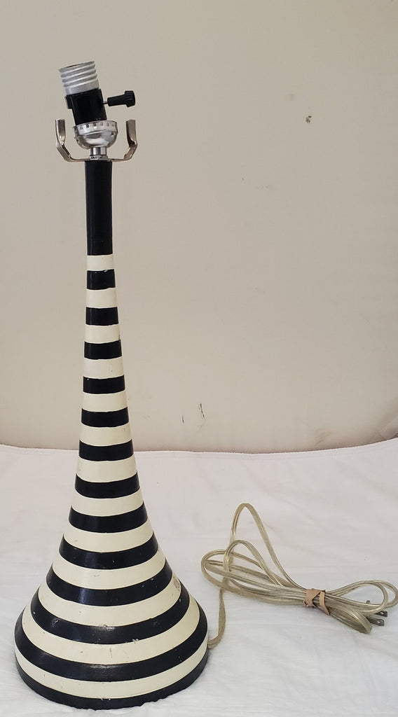 Retro Vertical Black & White Stripped Italian Glazed Table Lamp
