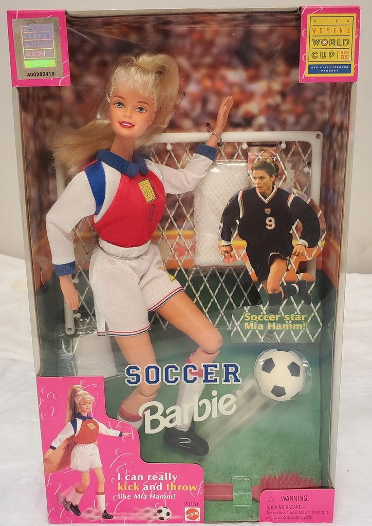 Barbie Soccer Doll Mia Hamm 1999 USA World Cup #20151 Mattel Kicks & Throws