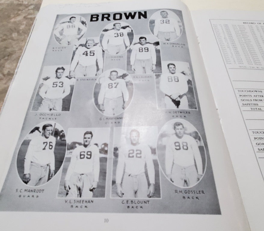 FOOTBALL Brown vs. Yale GAME Official Program November, 11 1939