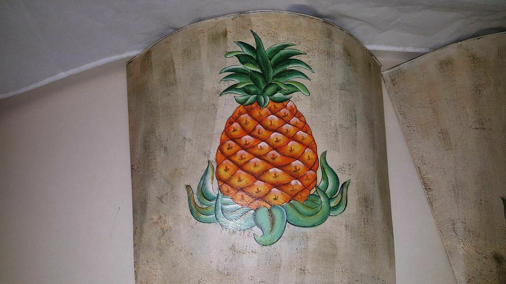 Set of 4 Pineapple Tropical Hawaiian Theme Tin Wall Hanging Plant Holders