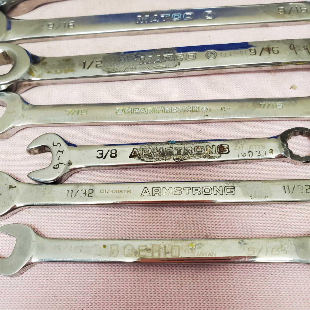 Lot of 8 Assorted Open-End Combination Wrench Set LOT-173