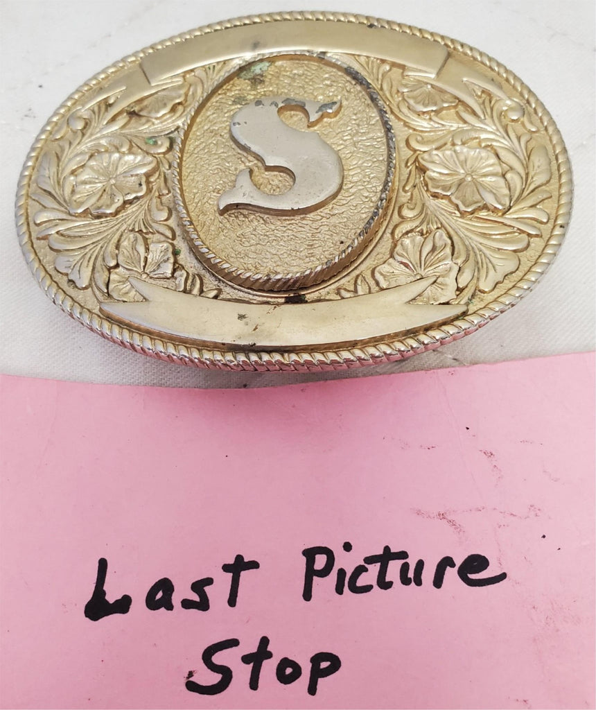 Vintage Gold Tone LTC Western Products Co. 1974 Initial 'S' Belt Buckle