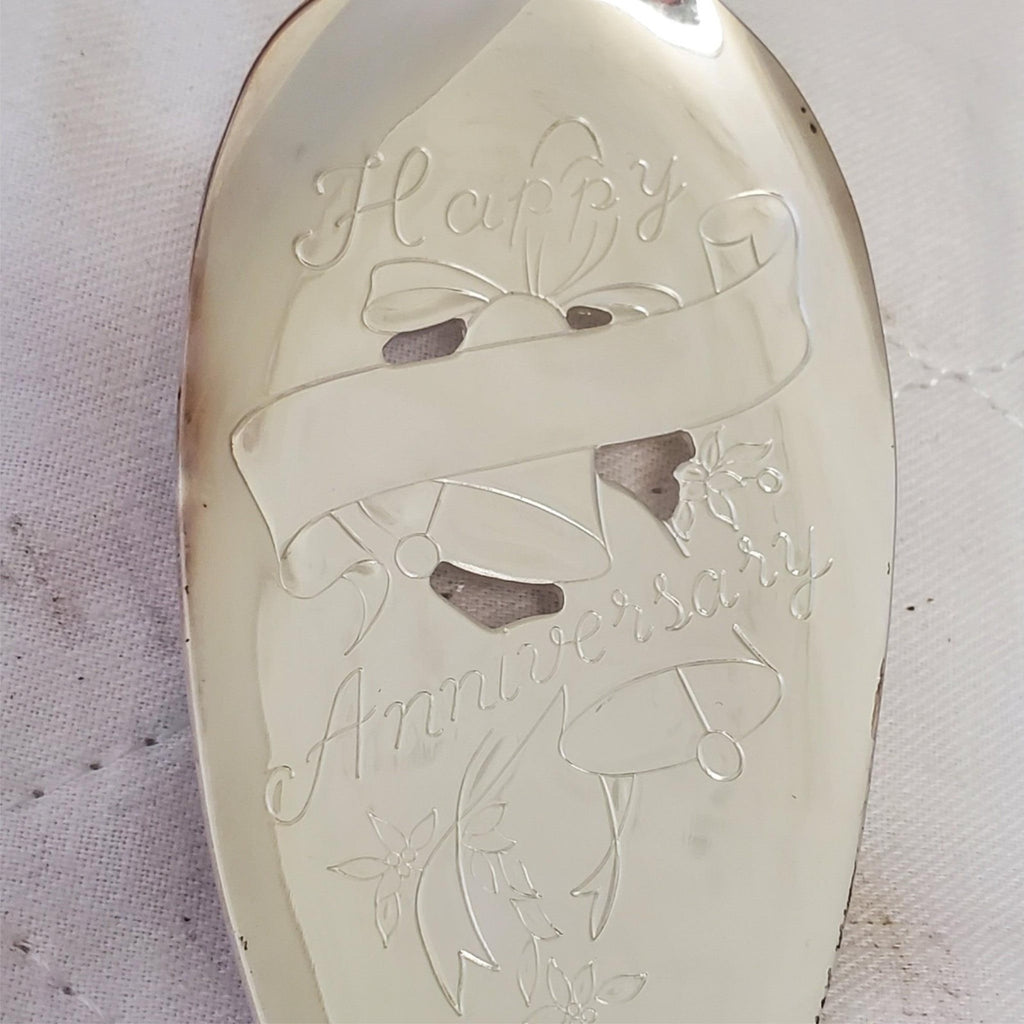 Community Silver Plated Happy Anniversary Pierced Pie Cake Dessert Server