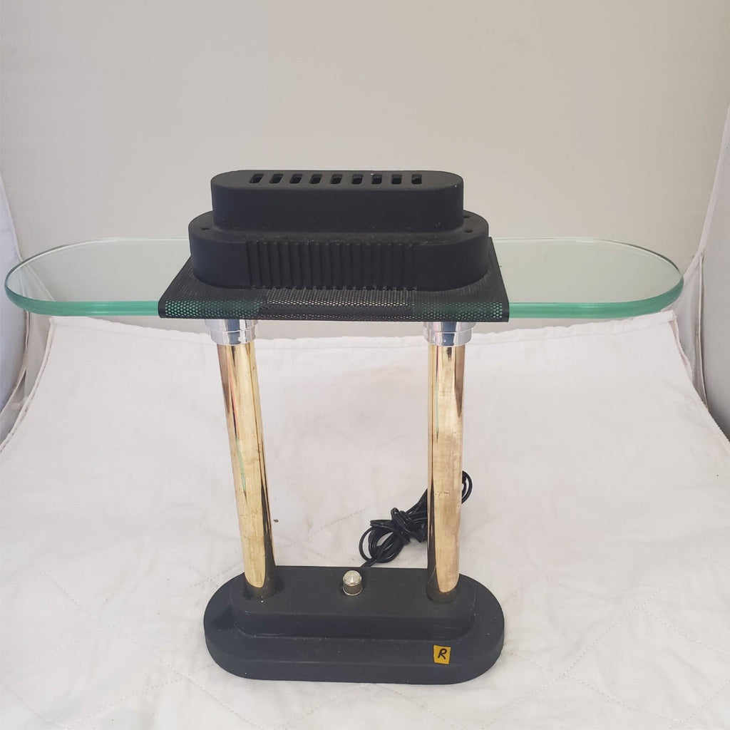Vintage Portable Brass and Black Halogen Desk Lamp R