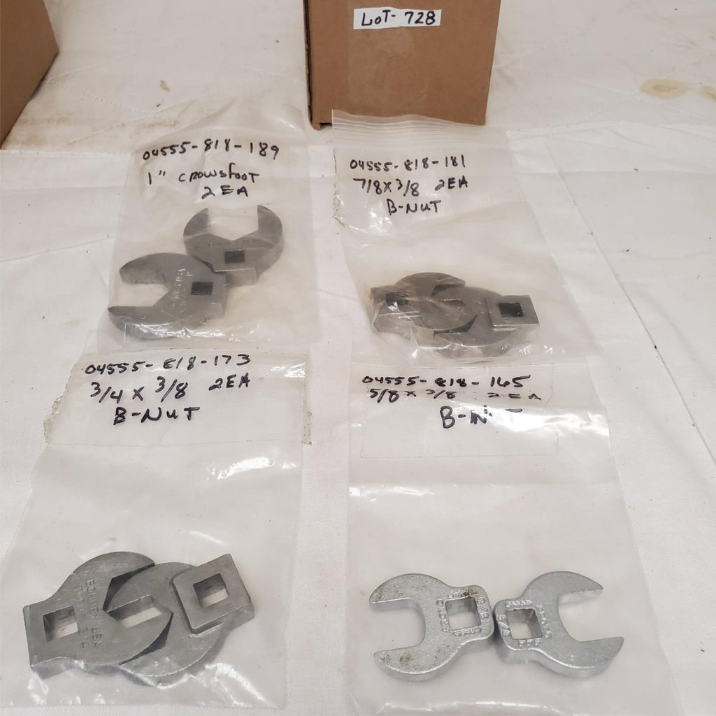 Lot of 8 Crowfoot Open End Wrench LOT-728
