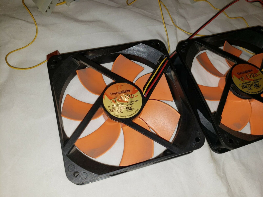 Two Thermaltake TT-1225T Case Fan - 120mm - Black w/ Orange blades w/ fan