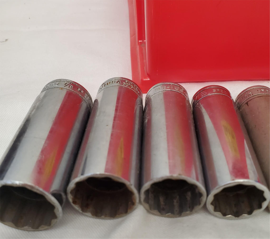 Lot of 9 Snap On 3/8  Deep Socket Set LOT-541