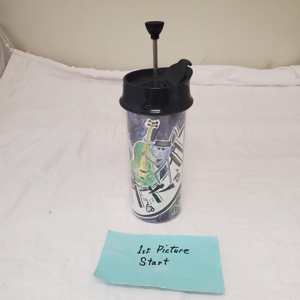 Vintage Starbucks 1999 Bodum Jazz Scene Travel Tumbler Mug 