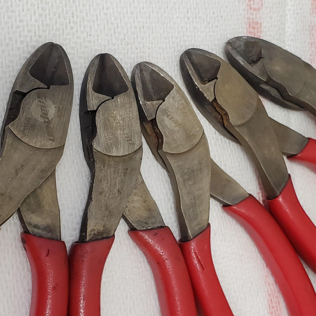 Lot of 5 Snap- On Diagonal Wire Cutter Snips Side Cut Nippers Pliers LOT-937