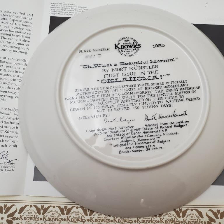 Knowles Collectors Plate Oh What a Beautiful Morning, I Can't Say No and More