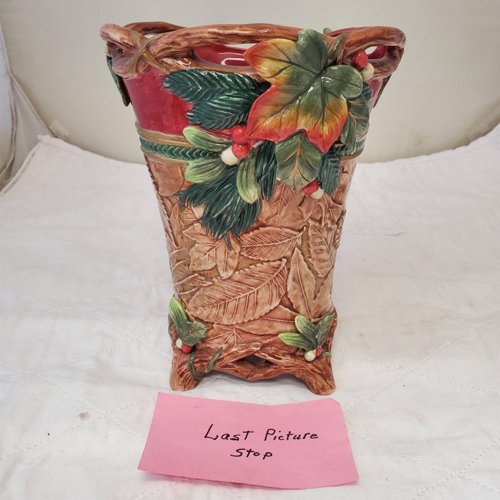 10" Fitz & Floyd Classic Vase Christmas Lodge Footed Centerpiece