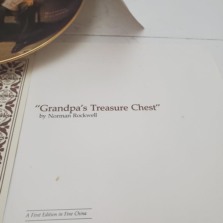 Noman Rockwell Grandpas Treasure Chest Plate Knowles Fine China