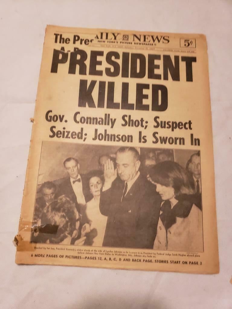 Vintage Newspaper New York Daily News November, 23, 1963 President JFK Killed