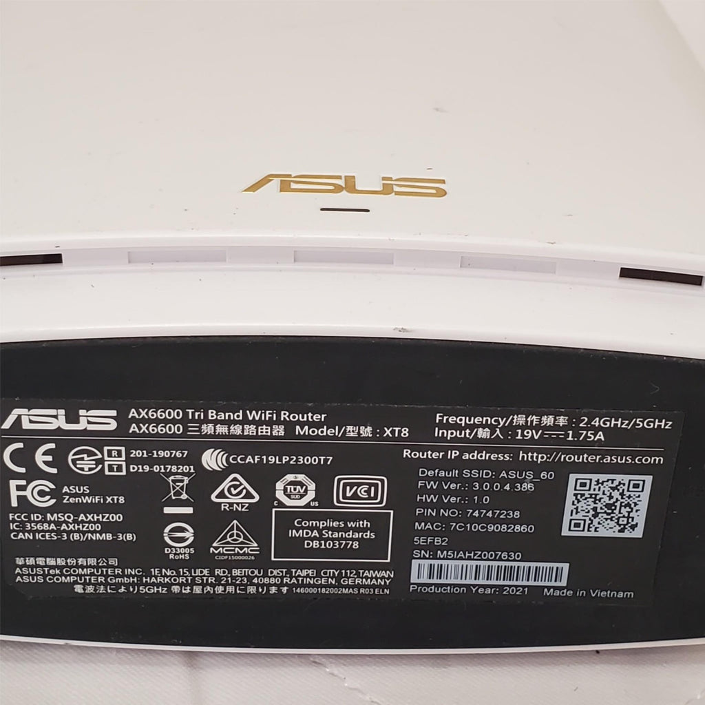 Asus XT8 White AX6600 Tri Band WiFi Router NO POWER CORD