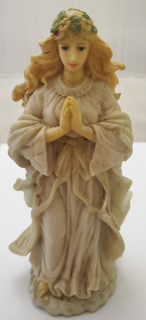 Vintage Home Decor Figurine Praying Angel With Flower Statue