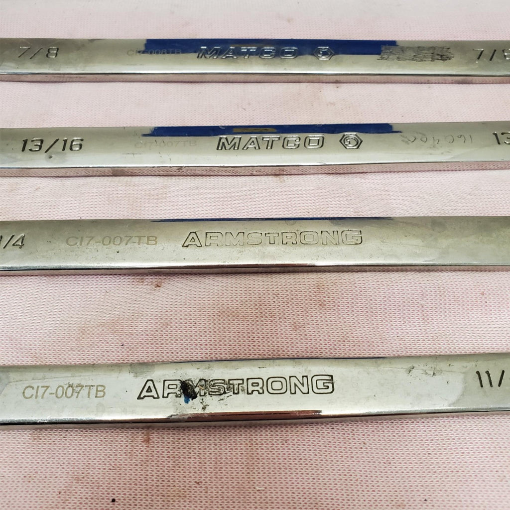 Lot of 5 Armstrong & Matco Combination Wrench Set LOT-339