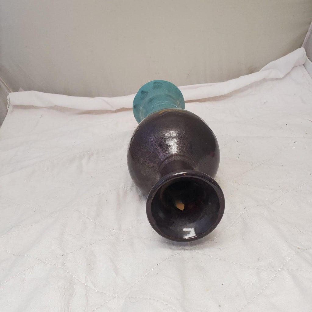 Chinese Jun Turquoise & Black Ceramic Vase