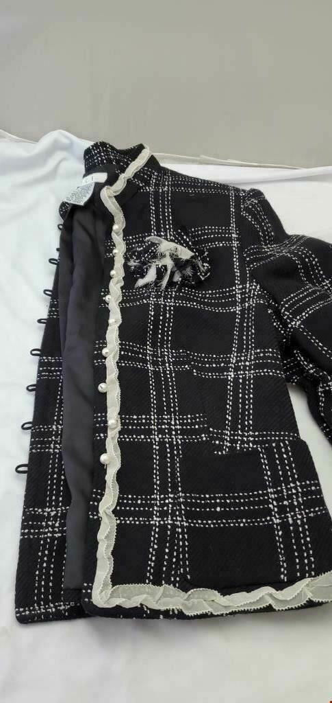 I.C.E. Blazer Woman's Long Sleeve Jacket Casual Coat White Black Size 8