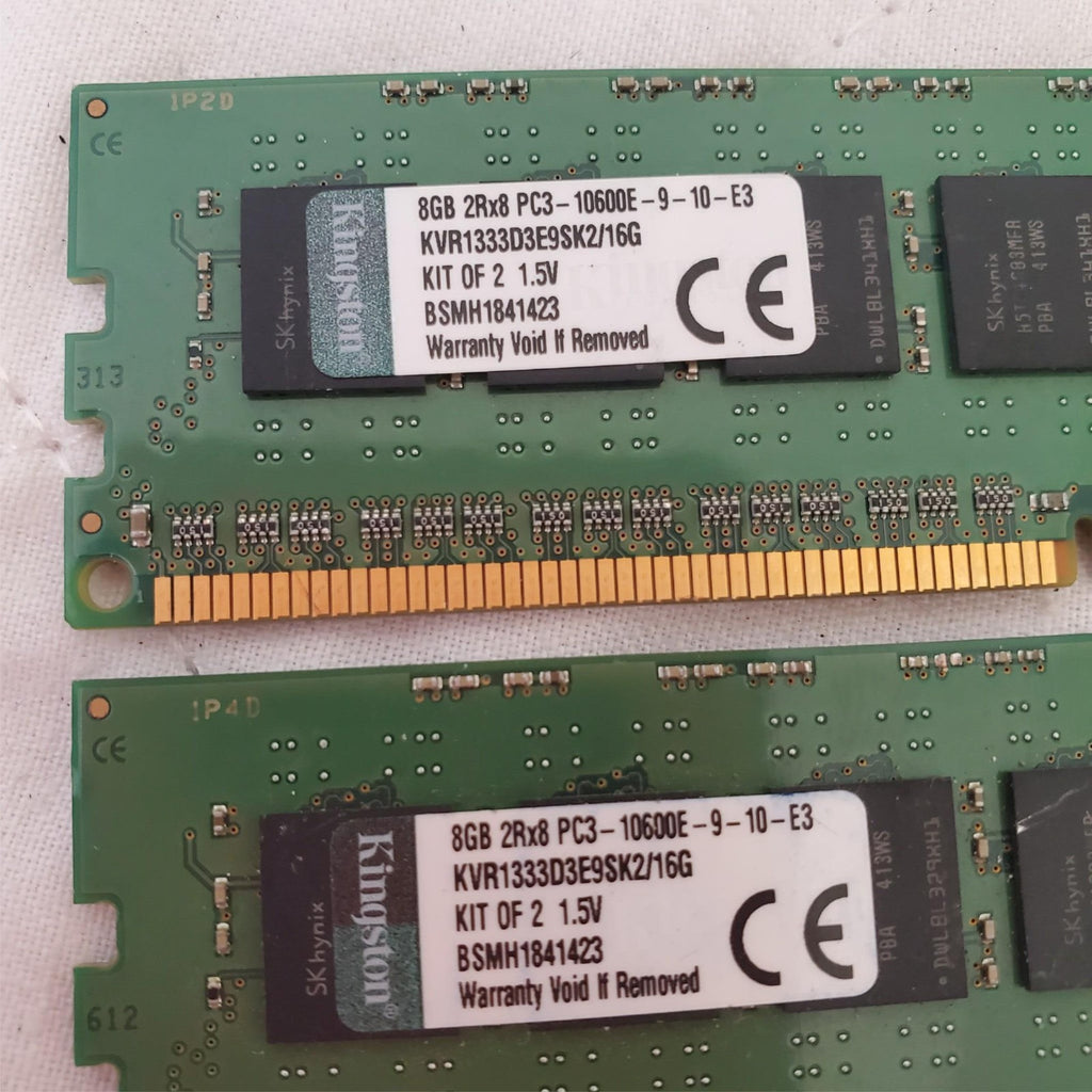 Lot of 2 KingSton 16GB KVR1333D3E9SK2 Micron 8GB PC3-10600E-9-10-E3 Memory RAM