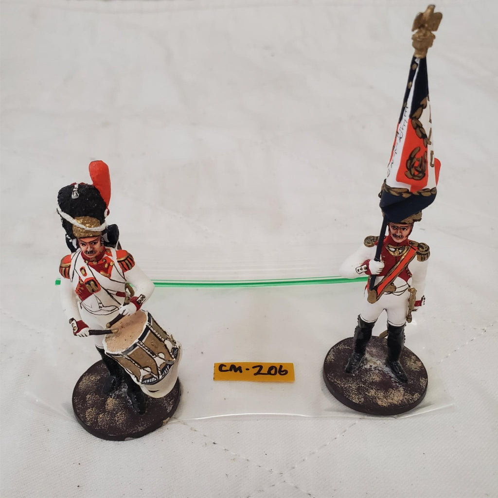Hand Painted Metal Toy Soldier Drummer and Flag Bearer CM-206