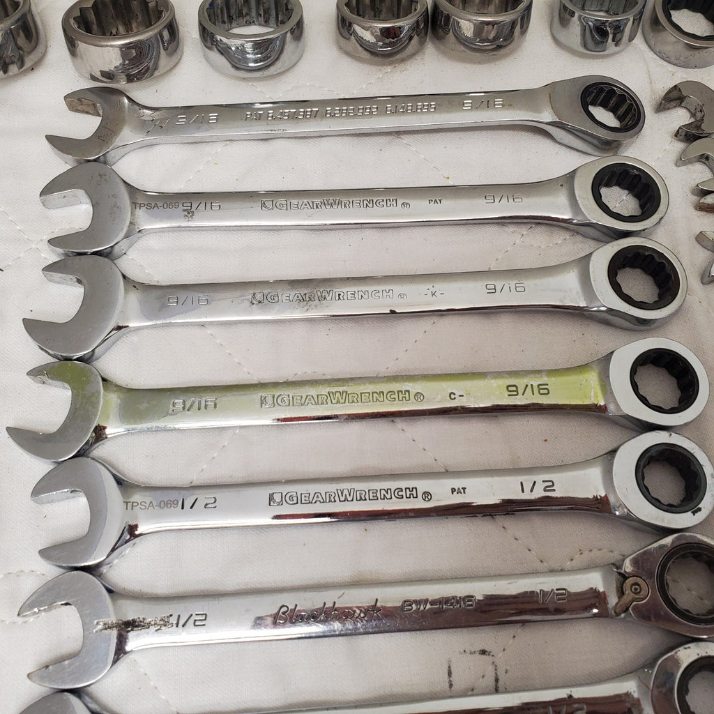Lot of 49 Assorted Gearwrench Head Spanner, Ratcheting Wrench Set LOT-405