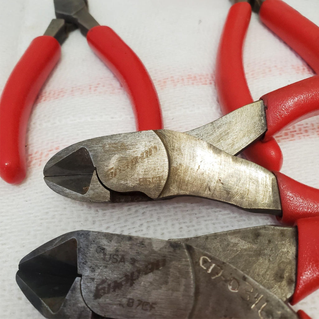 Lot of 5 Snap-on Long Diagonal Cutters Pliers Red Soft Handle LOT-653