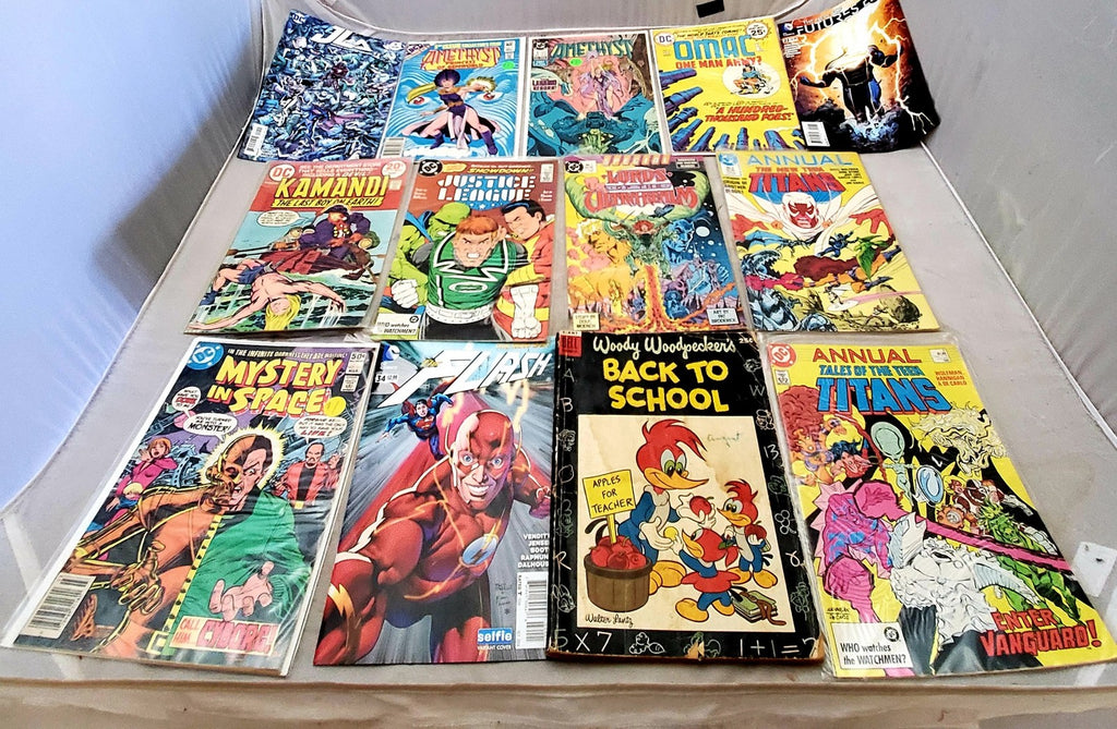 Lot Of 13 DC Comics Flash, Amethyst, Titans, Justice League, JLA, Kamandi
