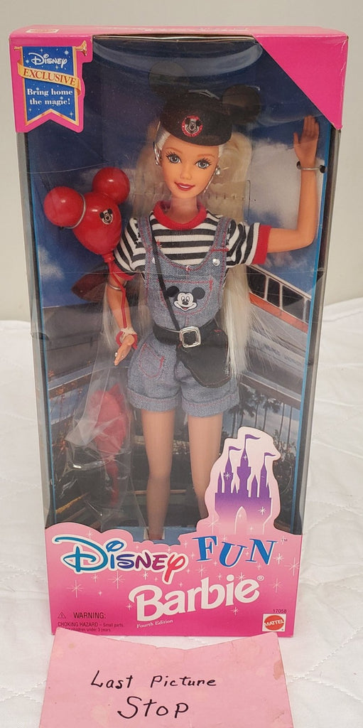 1996 Disney Fun Barbie Exclusive Mickey Overalls Balloon Castle Box Mattel #1705
