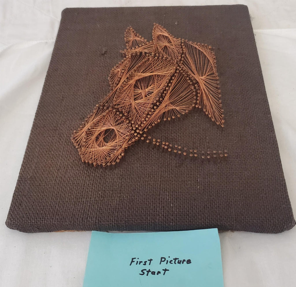 Vintage Horse Head Art Copper Wire Nail Art Canvas