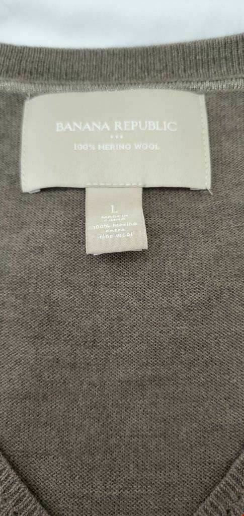 Banana Republic 100% Merino Wool Brown V-Neck Men's Sweater Size Large