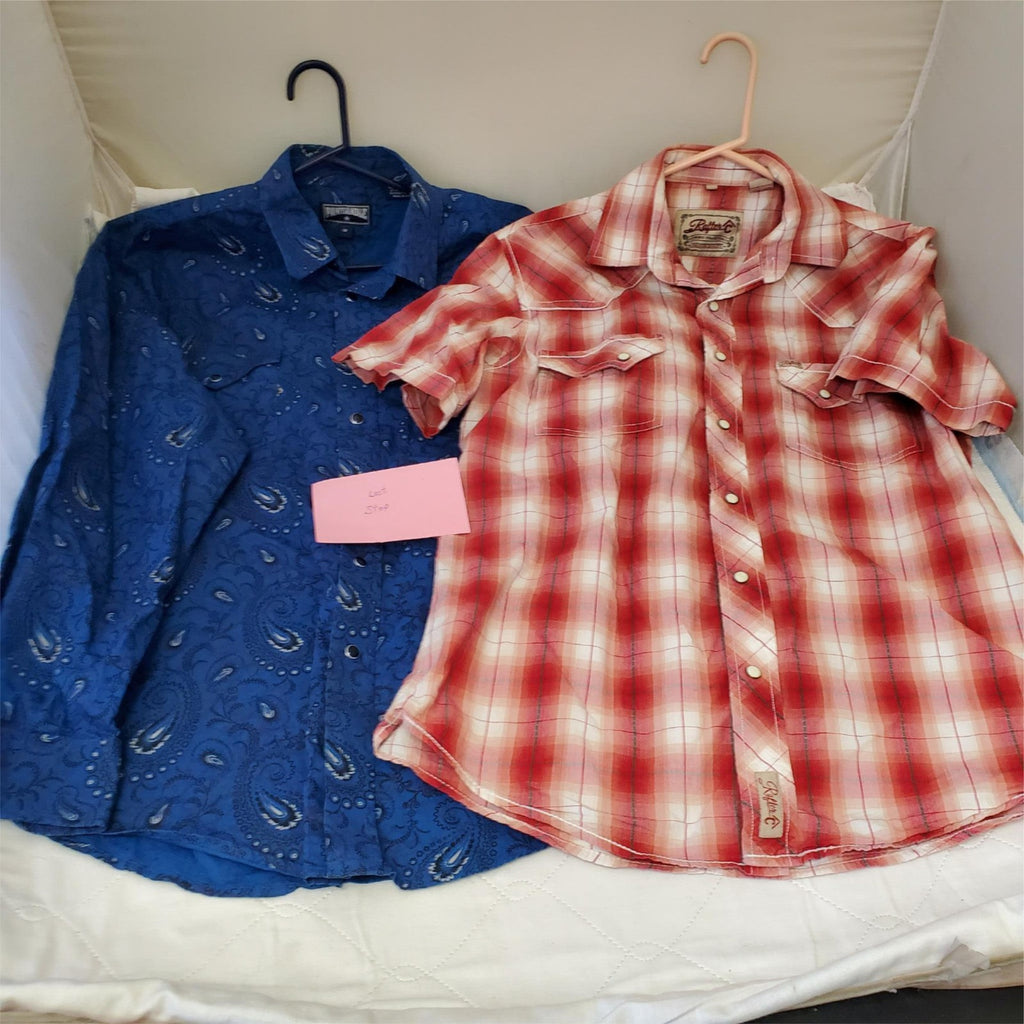 Rafter Short Sleeve & Panhandle Long Sleeve Shirts Blue and Red Size Medium
