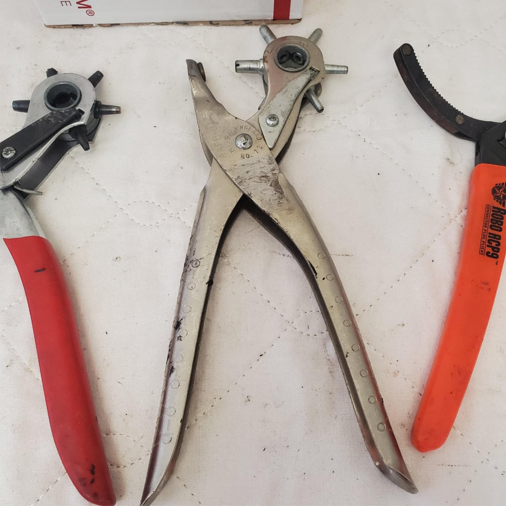 Lot of 3 Revolving Punch Pliers and Oil Filter Wrench Pliers Lot-214
