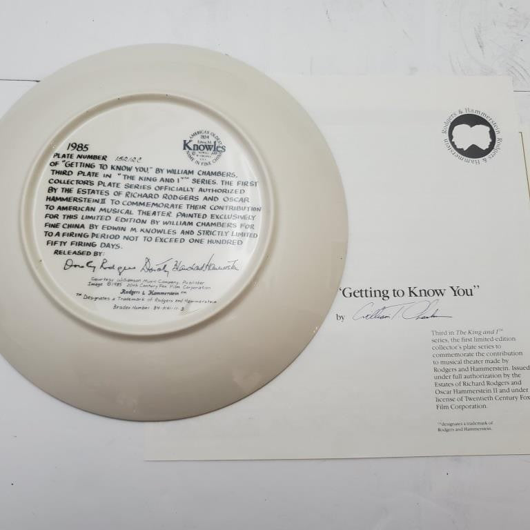 Knowles Collectors Plate We Kiss in a Shadow, Getting to Know You Shall We Dance